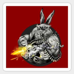 Bunny With a Machine Gun Magnet